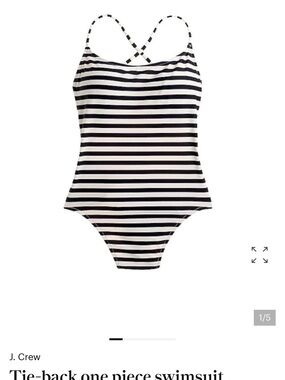 J. Crew Black and White Striped One-Piece Swimsuit